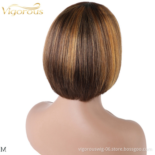 Vigorous blonde highlight brown wholesale bob supplier bone straight cheap raw brazilian bundles wig human hair straight